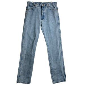 Wrangler Cowboy Cut Slim‎ Fit Jeans Mens 34 Blue Light Wash Western Workwear